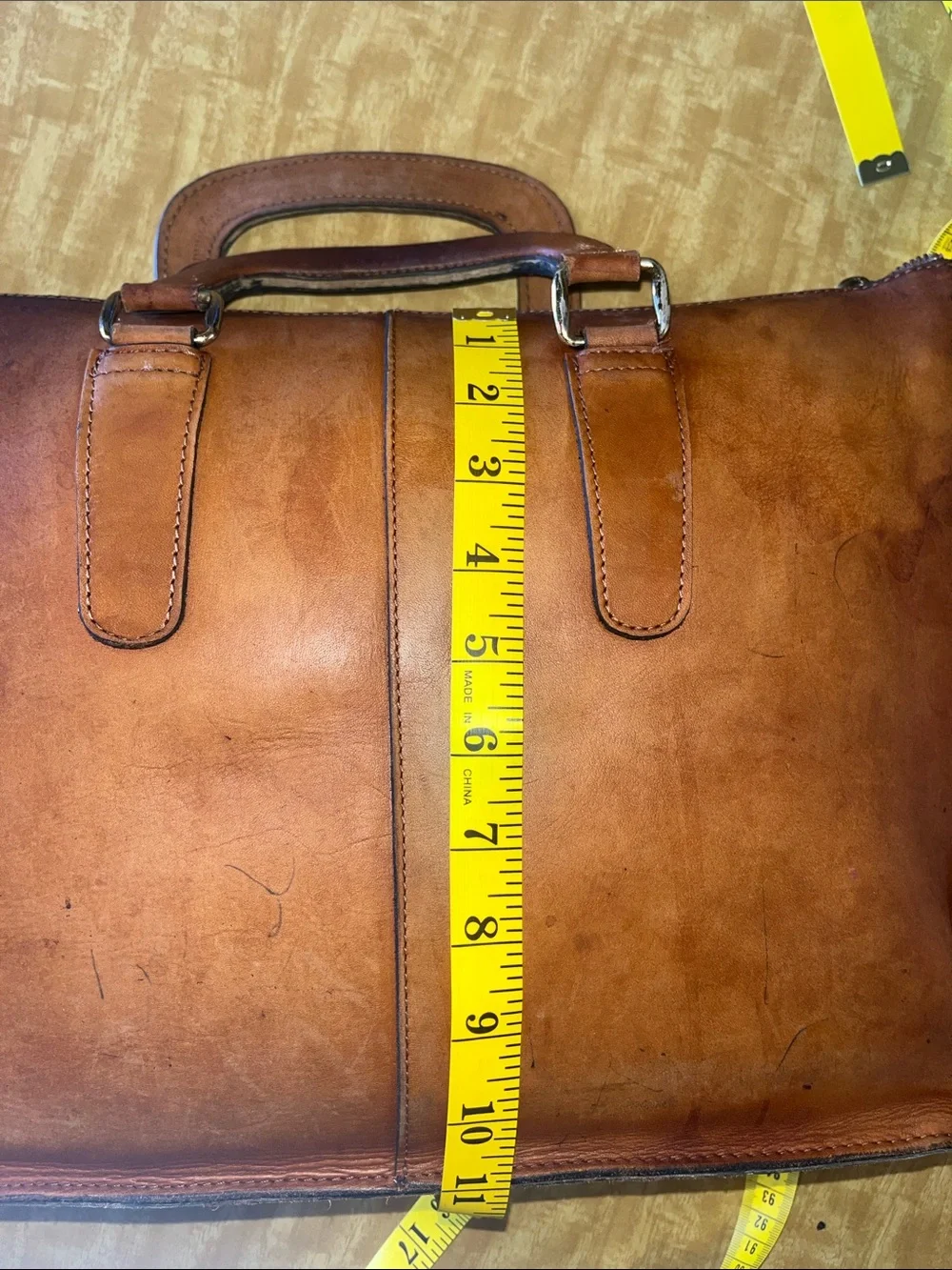 Source Unknown Tan Leather Briefcase - Classic Men’s Carryall